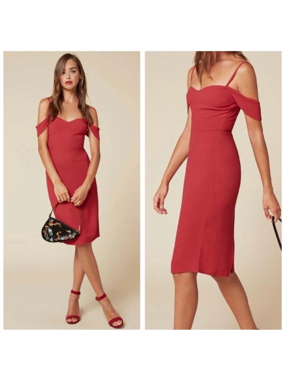 Reformation Rena Dress in Cherry